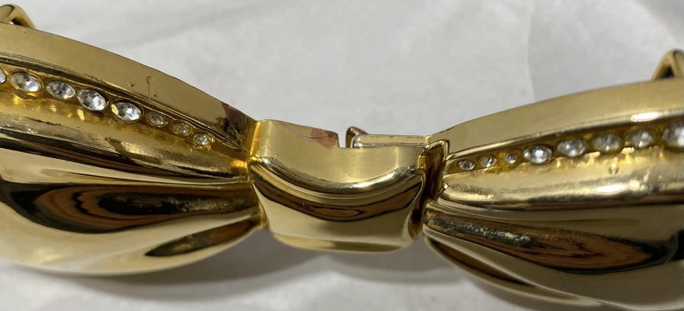 Cinturón Carla Marchi vintage para mujer pequeño negro terciopelo estrás hebilla de lazo años 80 Foto 4 de 4