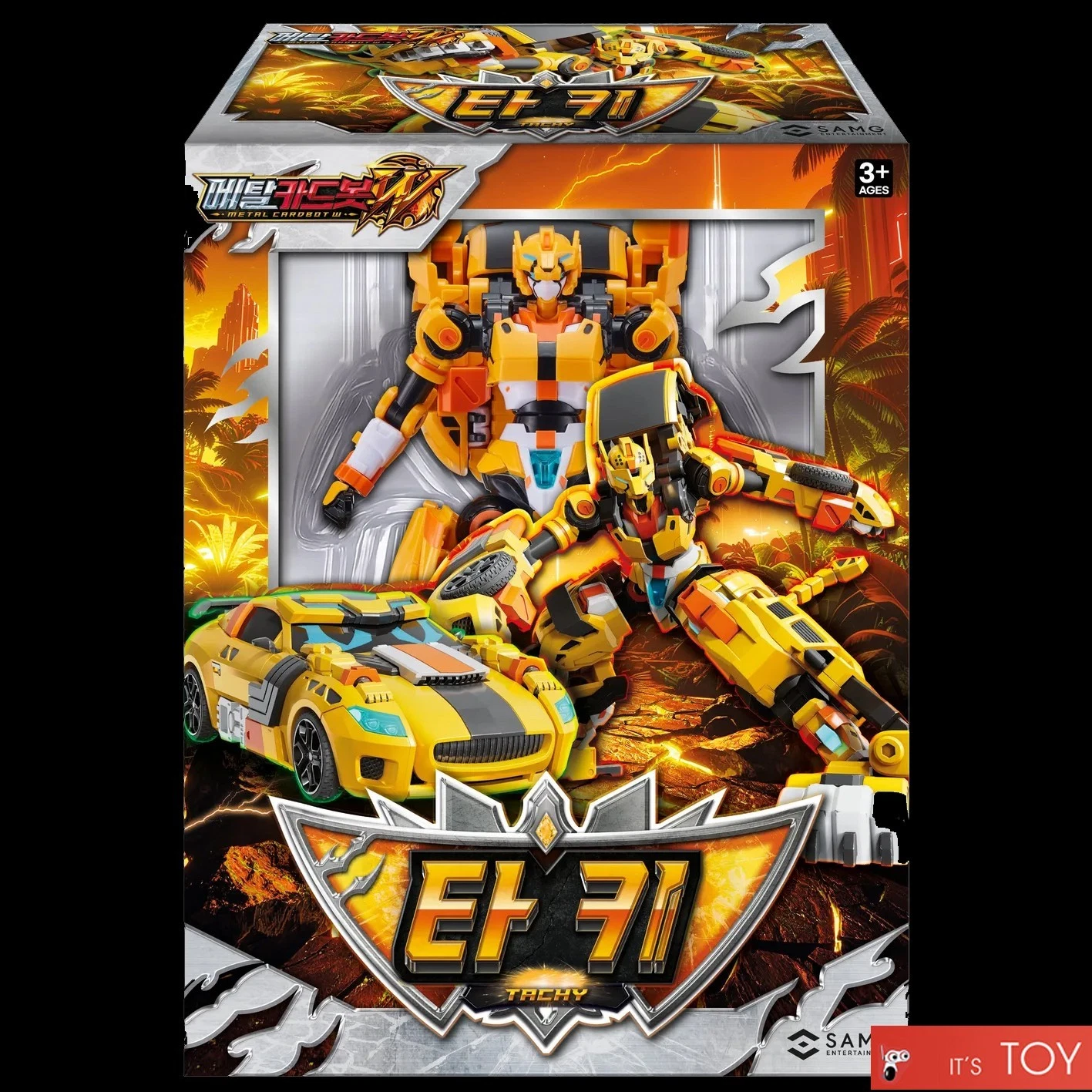 BUMBLEBEE 蛇年限定　チタンヒートガード Metal Cardbot W TACHY Yellow Cheetah Sports Car Transforming Robot