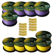 Harmony Car Primary 12 Gauge Power Ground Wire 1000 Feet 10 Rolls Yellow Purple