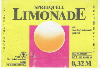 DDR Etikett VEB Getränkekombinat Berlin BP Spreequell Limonade 0 5 L