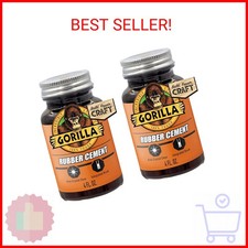 Gorilla Rubber Cement with Brush Applicator, Clear Glue, 4 Fluid Ounces Pack of