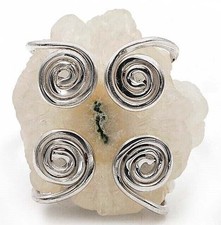 Natural Solar Quartz Eye 925 Solid Sterling Silver Ring Sz 8,