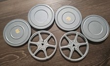 8mm 5" Matching Silver Metal Film Reels With Storage Cans