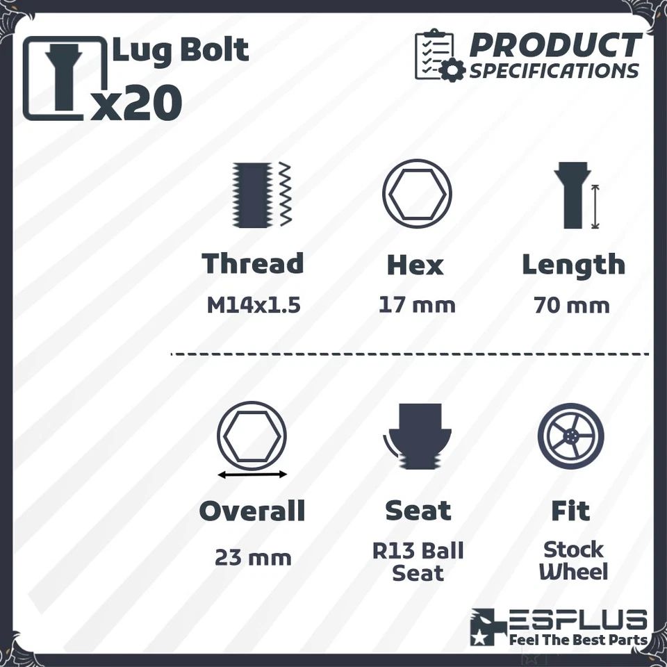 [20]M14X1.5 Negro 70 mm Pernos extendidos se adapta a espaciadores Mercedes-Benz 25-29 mm Foto 2 de 4