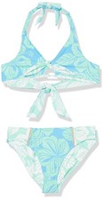 Hobie Girls Triangle Halter Bikini Top and Hipster Bottom Swimsuit Set, Blue ...