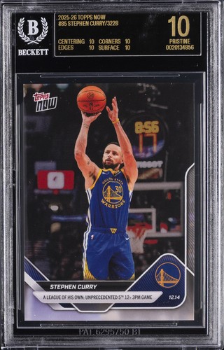 2025-26 TOPPS:NOW #85 STEPHEN CURRY BGS 10 BLACK LABEL