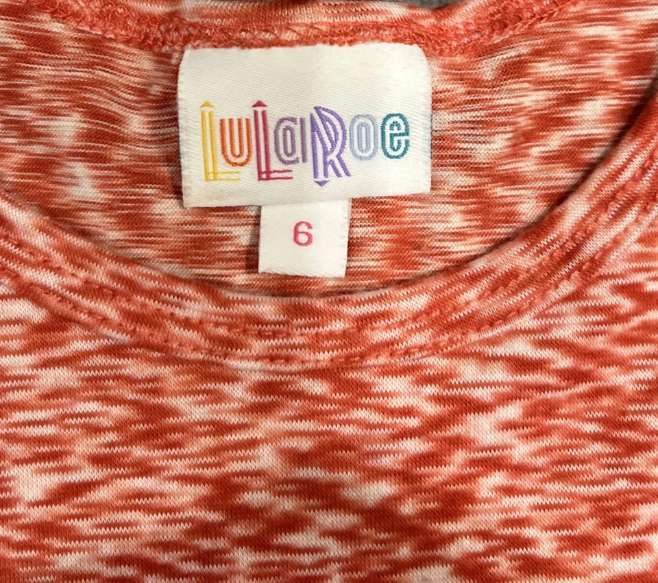 Top túnica LuLaRoe para niñas talla 6 rojo blanco manga corta elástico Foto 2 de 4
