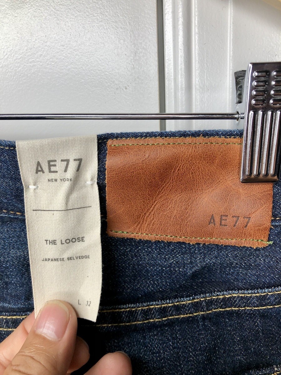 NWOT AE77 The Loose Japanese Selvedge Jeans Mens Button fly