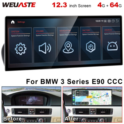12.3 inch Ultra-thin Screen Android Car GPS Stereo Wifi For BMW 3 Series E90 CCC