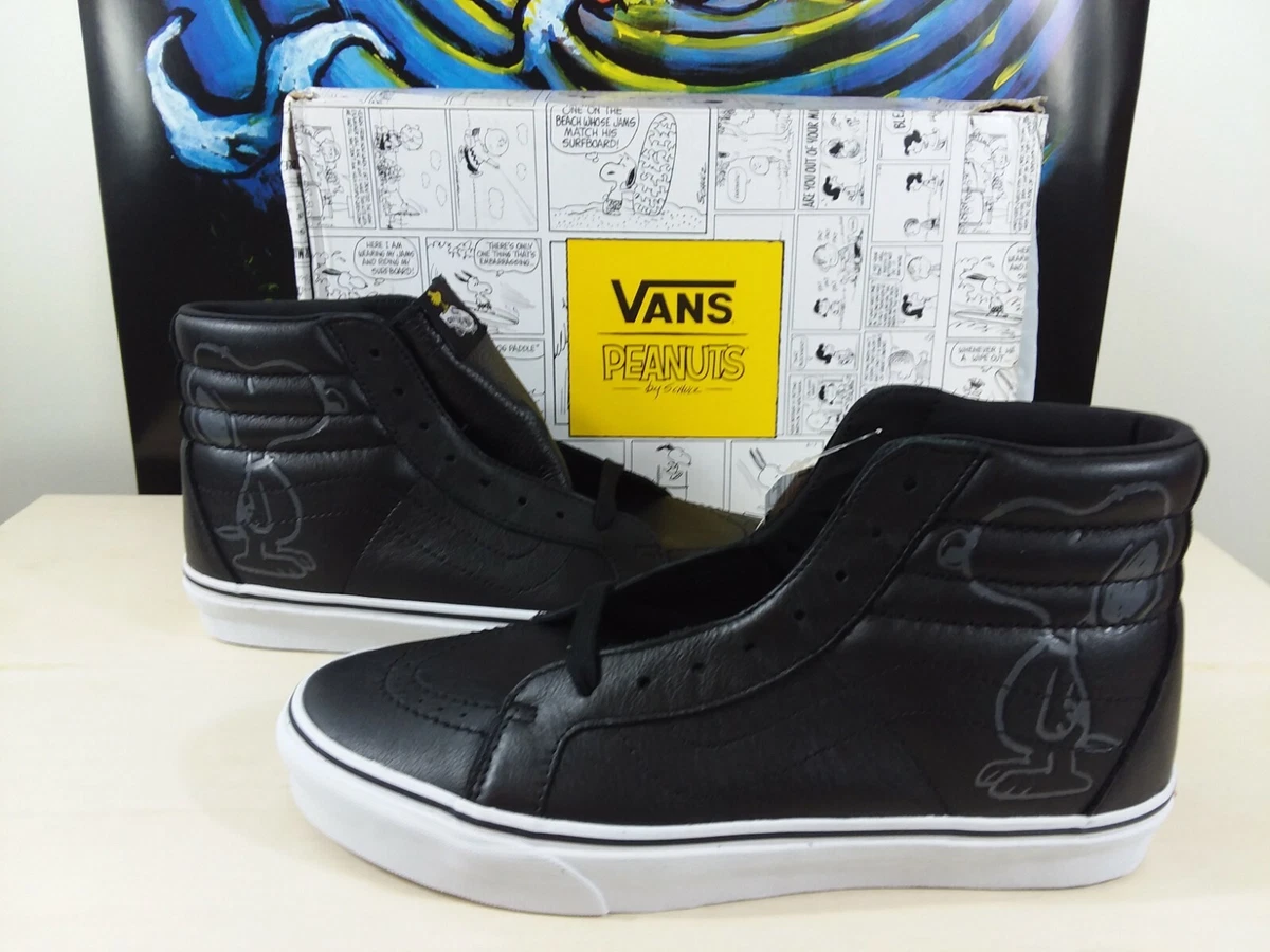 Vans x peanuts sk8-hi clearance embossed snoopy black skate shoes