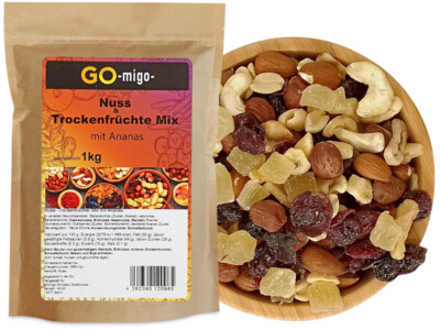 Nuss- Trockenfrüchte- Mix mit Ananas 1 kg - GOmigo