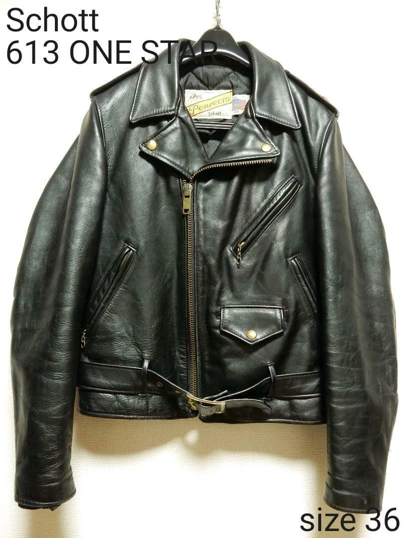 Schott Perfecto Double Leather Riders Jacket 613 Size 36 One Star Vintage