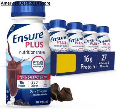 Ensure PLUS Nutrition Shake DARK CHOCOLATE 8 Fl Oz Choose 6 OR 30 Count