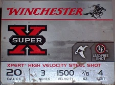 Winchester Super-X Xpert HV Steel 20ga 3” 1500fps ⅞ oz 4 Shot WEX2034 Ammo Box