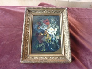 Détails Sur Huiletoilenoiréorientaliste Offert à Mme Janinalger1889bouquet De Fleurs