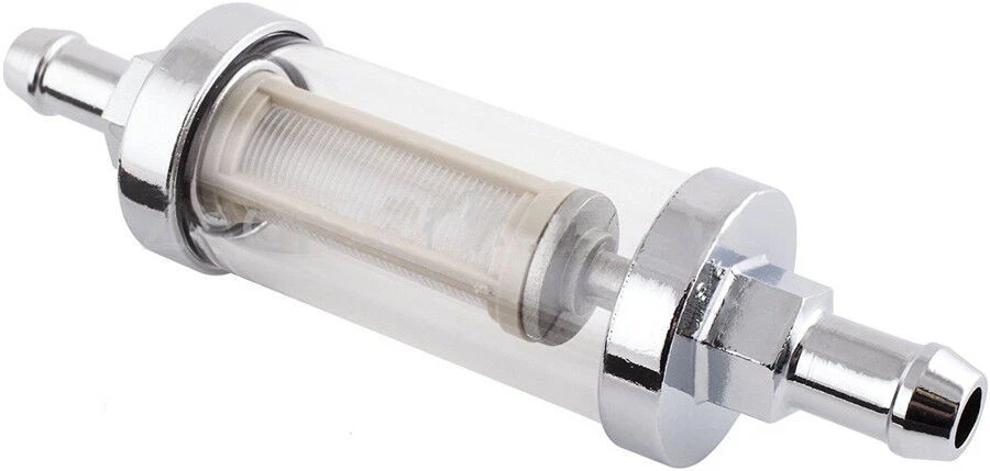 5/16'' Universal Motorcycle Fuel Filter Meatl & Glass Petrol Diesel Inline Tube - Image 3 of 4