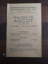 Royal Ascot Memorabilia 1924 Gold Cup Day Excursion Card Menu Itinerary **RARE *