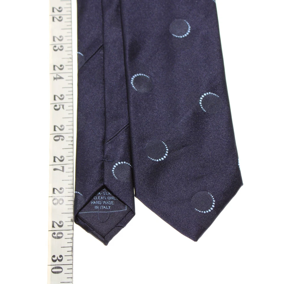 Corbata Italo Ferretti Nueva con Etiquetas Azul Oscuro/Claro con Lunares 100% Seda Hecha en Italia Foto 4 de 4