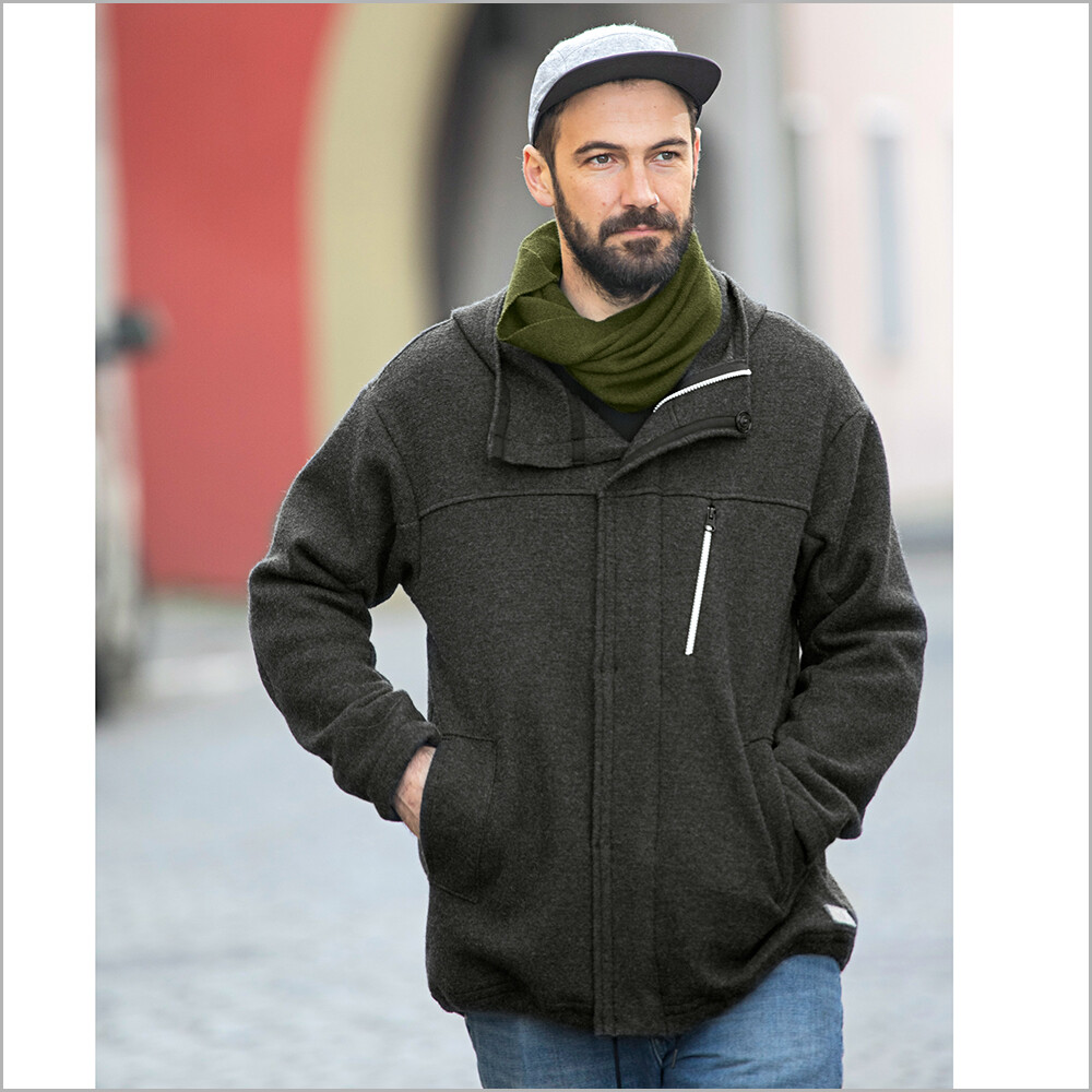 DISANA Men's Hooded Parka Jacket, 100% Organic Boiled Merino Wool Thermal  Coat
