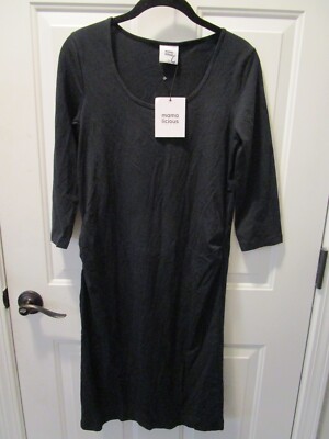 MAMALICIOUS MLLEA ORG 3/4 BLACK MIDI MATERNITY DRESS  SIZE SMALL  NEW