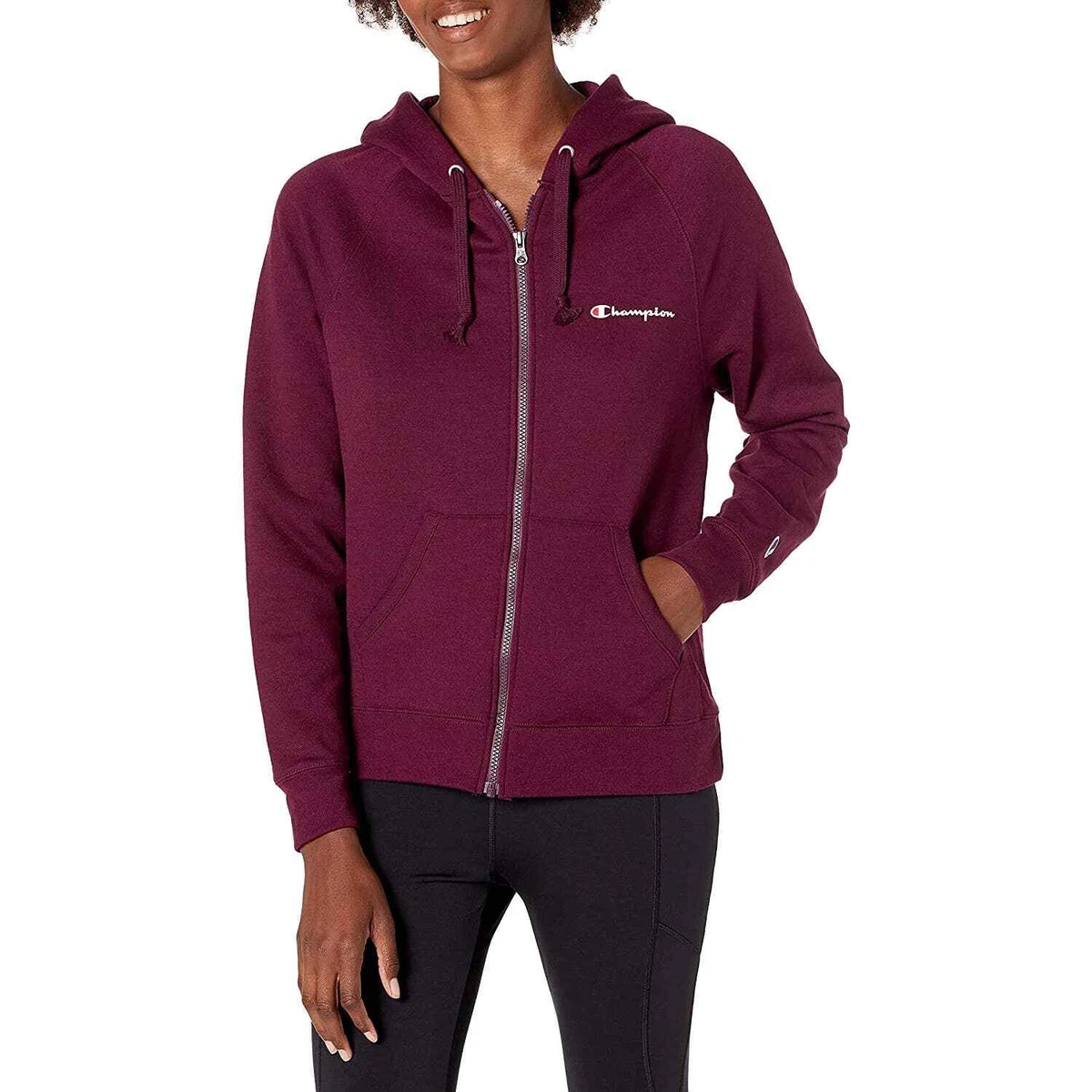 CHAMPION NEW Women s Poweblend Full Zip Hoodie Dark Berry Purple