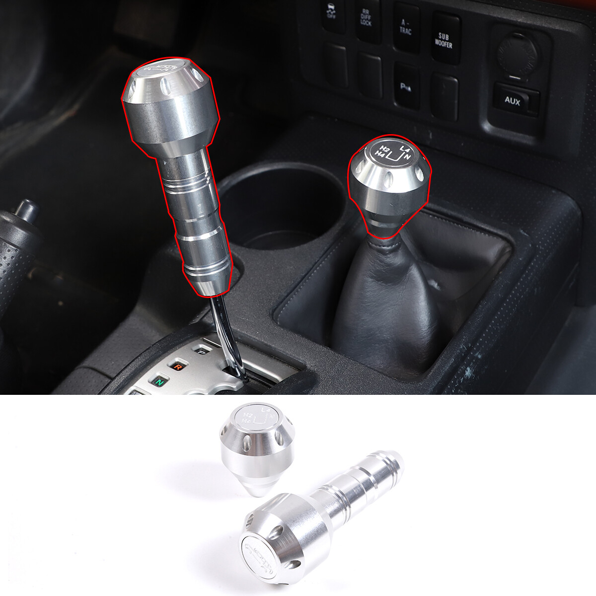 Silver Alloy Gear Shift Knob Shifter Head trim For Toyota FJ
