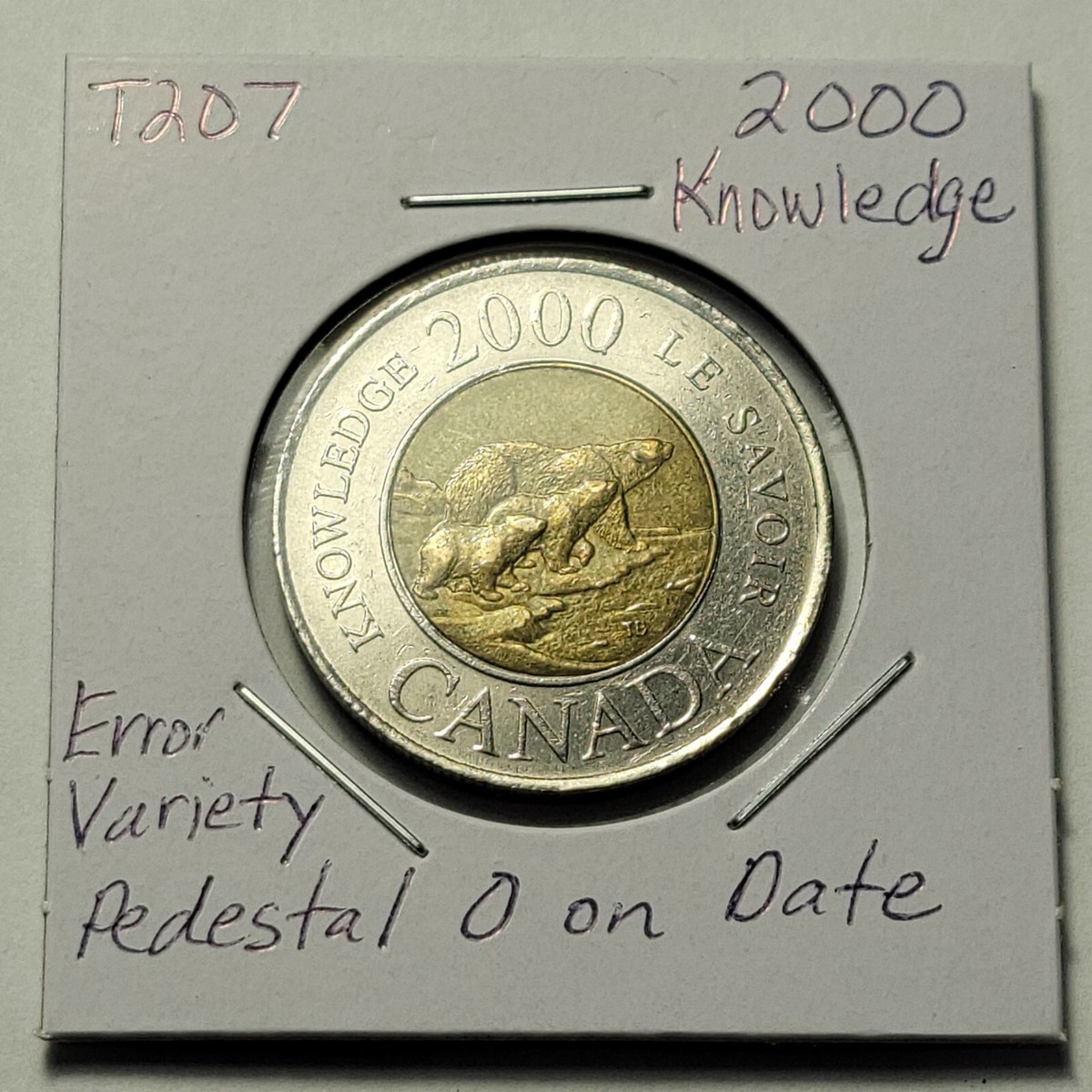 RARE ERROR/VARIETY 2000 Knowledge Pedestal 0 on Date CANADA 2