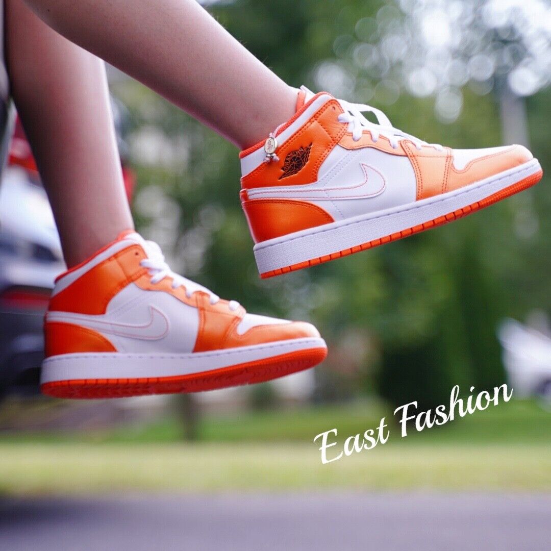 Nike Air Jordan 1 Mid SE Electro Orange Black White DM3531-800 & DM4228 800