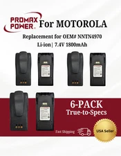 6x NNTN4970 Battery Replacement for Motorola CP200D PR400 EP450 (Li-Ion 1800mAh)