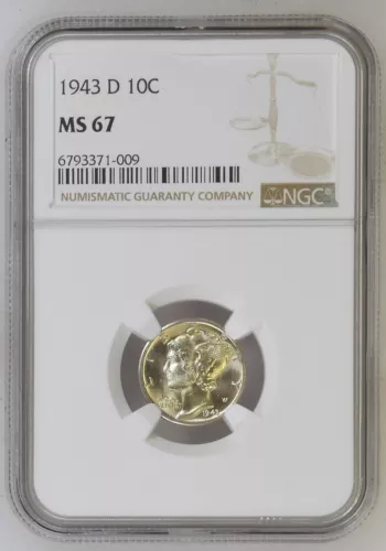 1943 D Mercury Dime NGC MS-67
