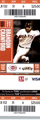 Cincinnati Reds vs San Francisco Giants 5/12/2017 Ticket Brandon Crawford 