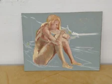 Vintage John Huszer 1913-83 figure study tiki beach female nude Rhode Island mcm