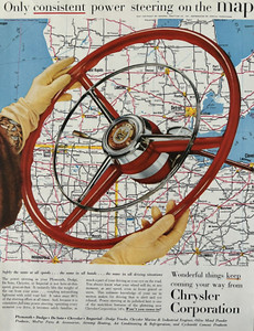 1954 Chrysler Corporation Power Steering Map Wonderful Things Vintage Print Ad