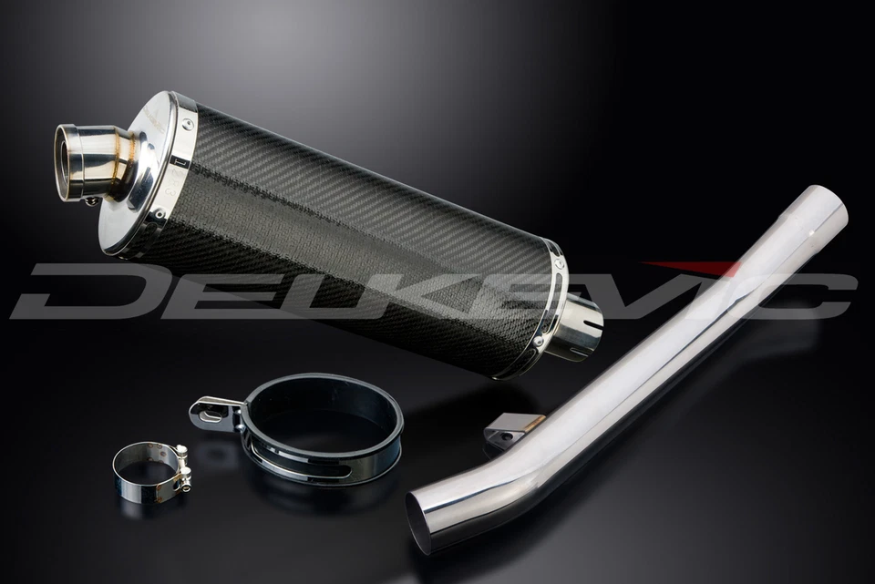 Suzuki GSX600F 600 Katana 1997-2006 Slip On 14" Ovalado Carbono Escape Silenciador Kit Foto 3 de 4