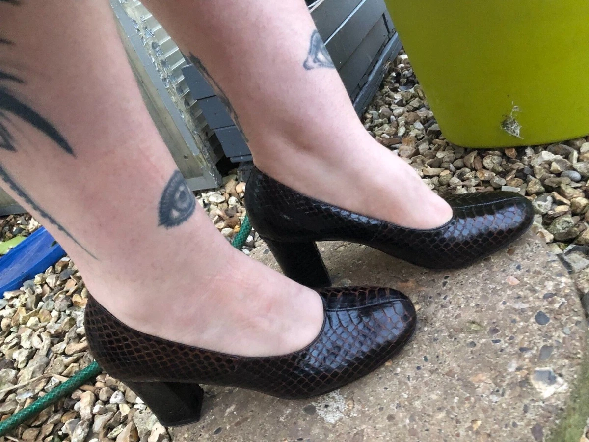 Brown 2025 snakeskin pumps