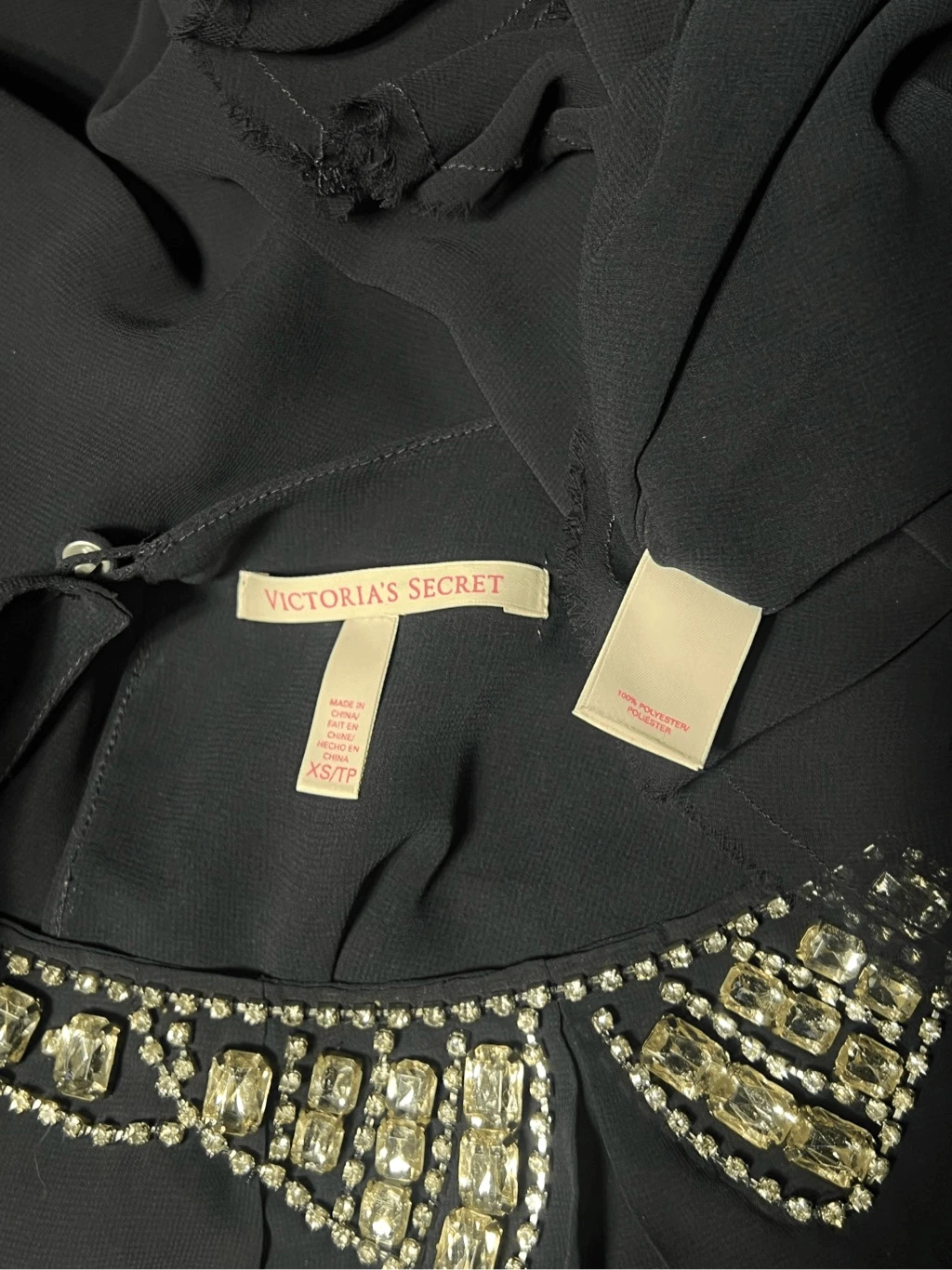 UNDERCOVER Abito Victoria's Secret blu manica lunga trasparente in chiffon impreziosito taglia XS