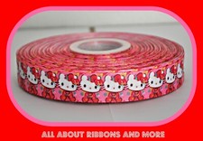 7/8 INCH HELLO KITTY IN PINK OUTFIT ON GROSGRAIN RIBBON-1 YD