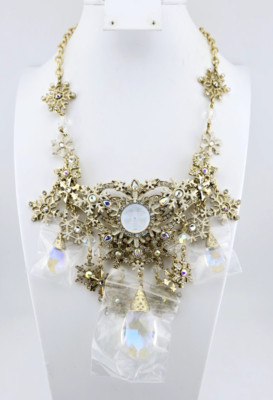 Kirks Folly Crystal Snow Queen Seaview Moon Necklace GT BIG BOLD STUNNING #8