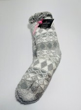 Women's Soft Fuzzy Plush Winter Slipper Socks Sherpa Lined Sz 4-10 Gray Non-Slip