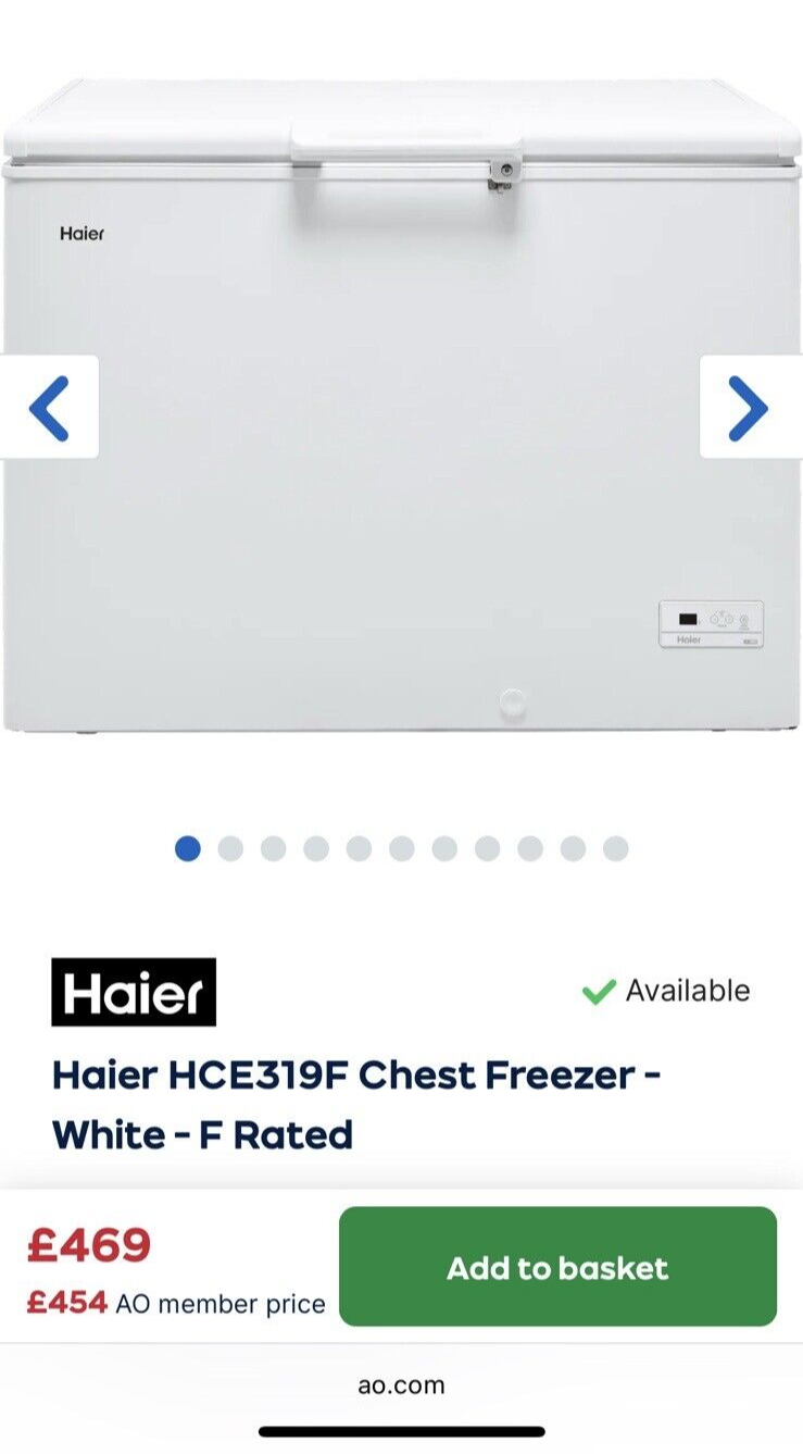 HAIER HCE319F 319L CHEST FREEZER £469 LARGE FAMILY COMMERCIAL FREEZER