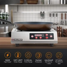WILPREP Commercial Countertop Induction Range Portable 1800W Induction Cooktop
