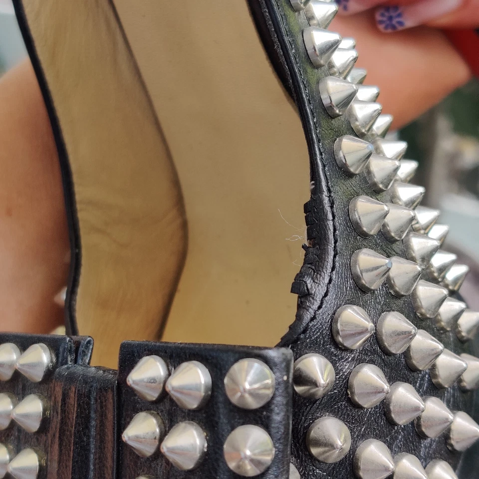 Christian Louboutin Clou Noeud Black 150mm Spike Slingbacks Size 40 - Image 3 of 4