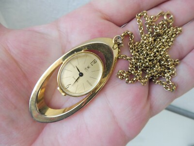 Schöne, alte Kettenuhr ,Kette mit Uhr-Anhänger ,vergoldet , E Swiss 