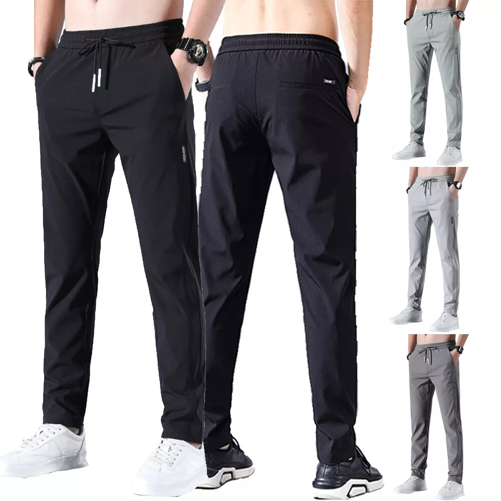 Casual Fast Dry Stretch Pants Men's Business High Elastic Waist Classic  Trousers