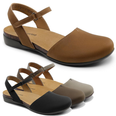 Women Close Toe Sandals Arch Support Comfortable Cork Footbed Flat Sandals