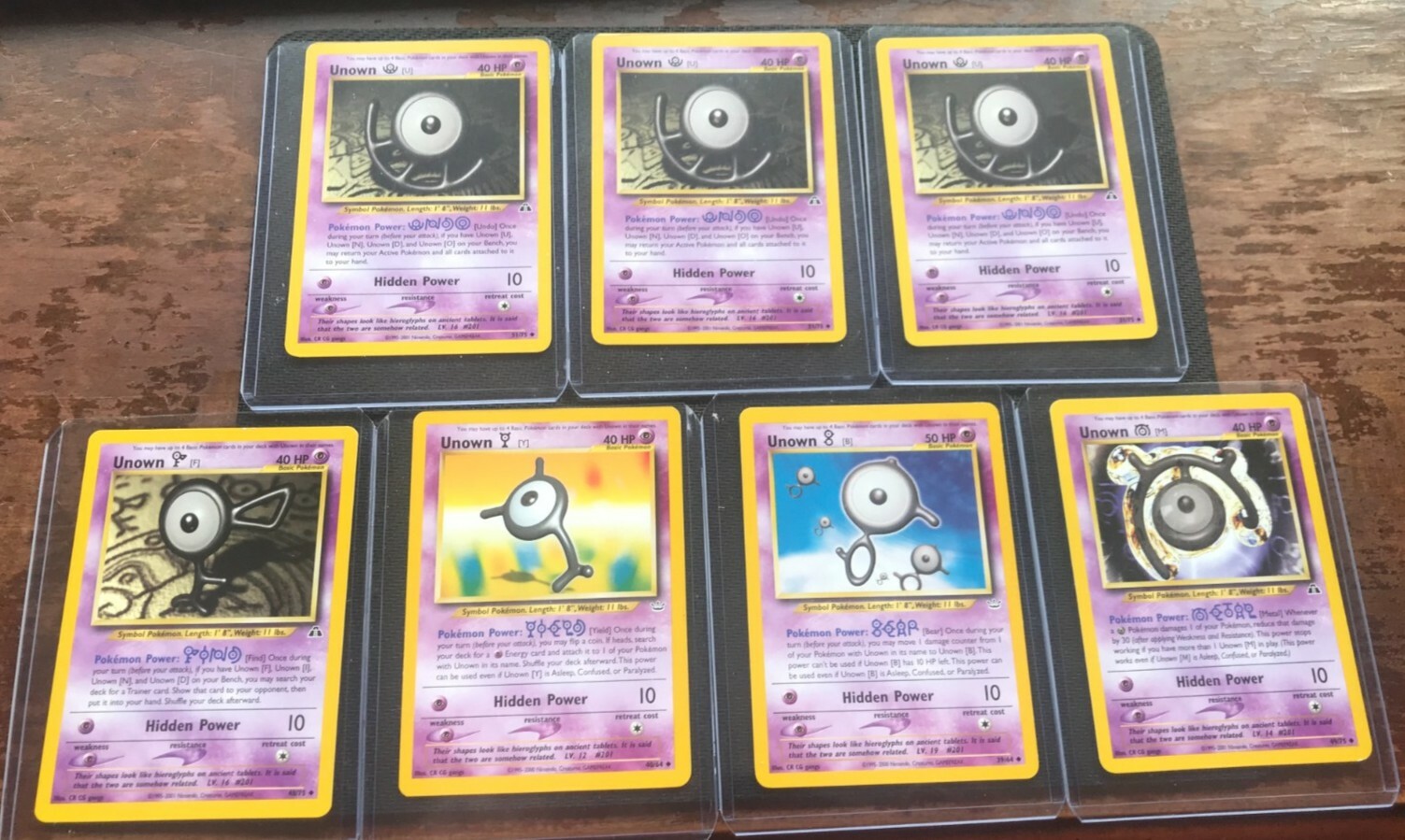 Pokemon Unown, 1 39/64, 1 49/75, 1 48/75, 2 51/75 - NM Condition