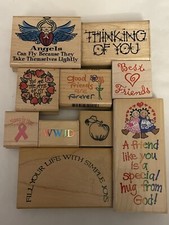 Friend Assortment Wood Mounted Rubber Stamps 10 Stamps Angel WWJD