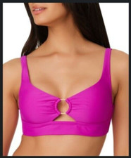Bar III Banded Ring Bikini Swim Top Women's L Violet NWT 9379