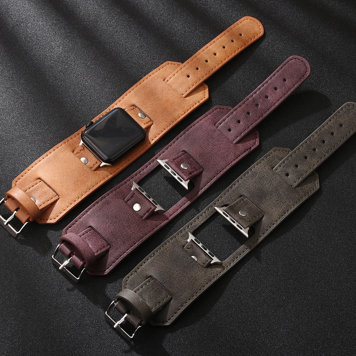 Unique Wool Leather Strap For Apple Watch Band 49mm 41mm 40mm 45