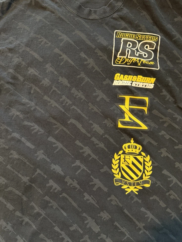 Camiseta De Colección Rogue Status Motorsports Para Hombre Mediana Gun Show Drift Team Negra Foto 4 de 4